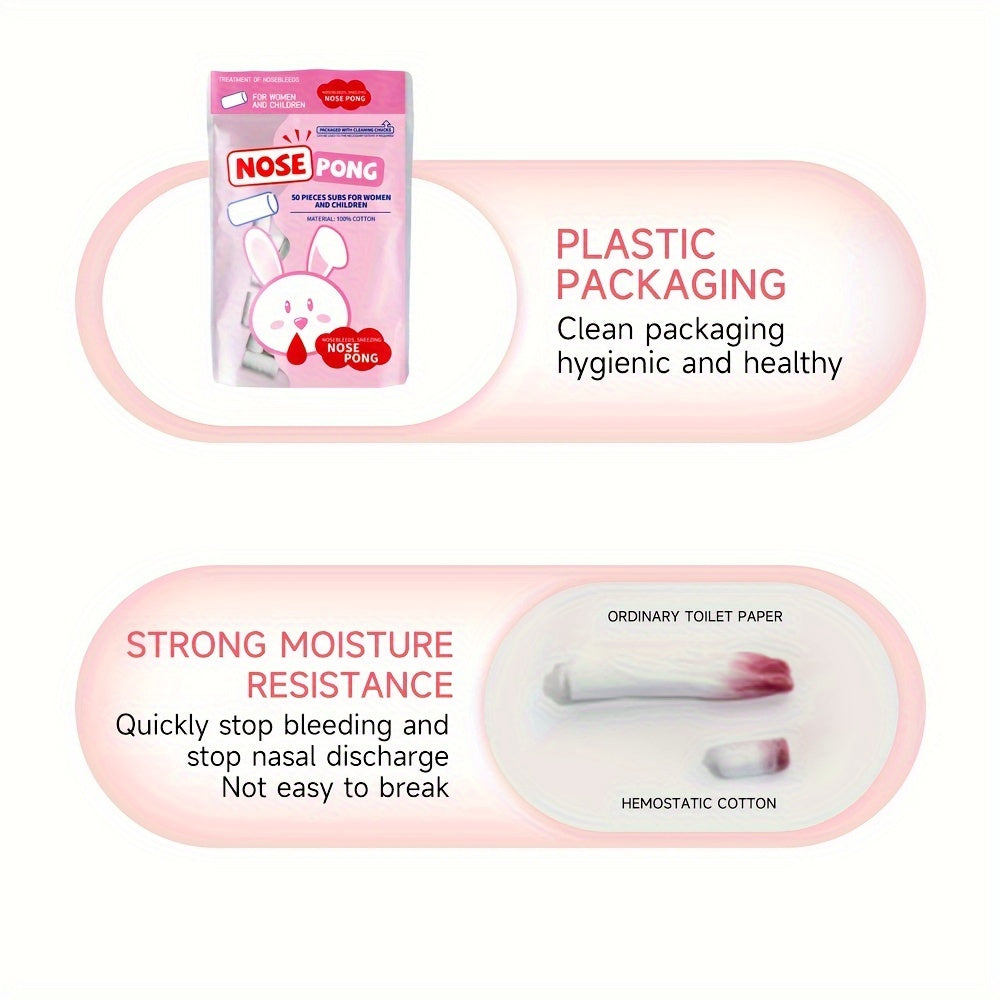 50 Pieces Nasal Bleed Stopper Cotton Balls for Adult Nosebleeds