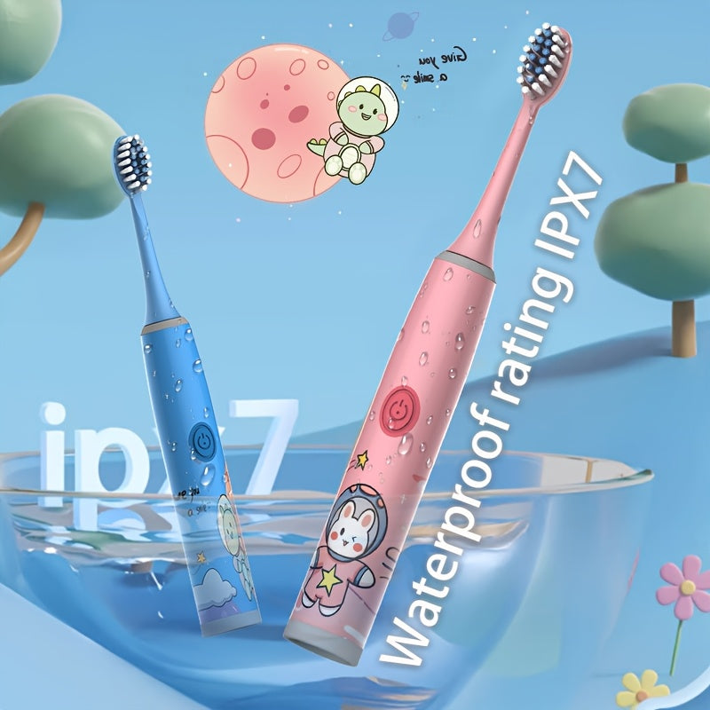 Kids Electric Toothbrush with 2-6 Brush Heads Soft Bristles Space Series