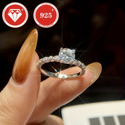 1 Carat Moissanite Engagement Ring with Four-Claw Setting in Sterling Silver
