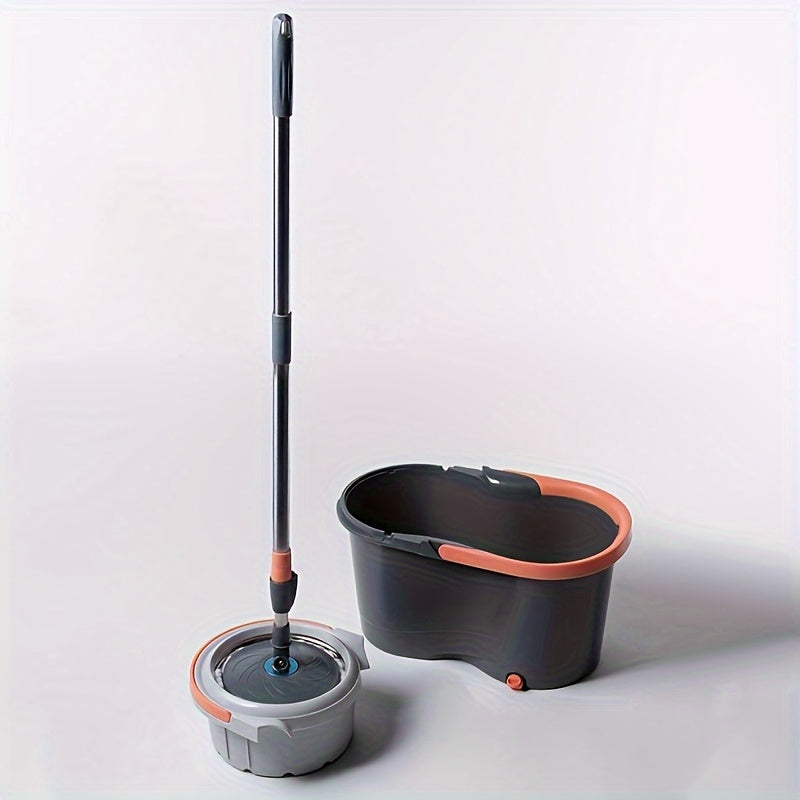 Stainless Steel Spin Mop and Bucket Set with Self-Wringing System for Home Cleaning