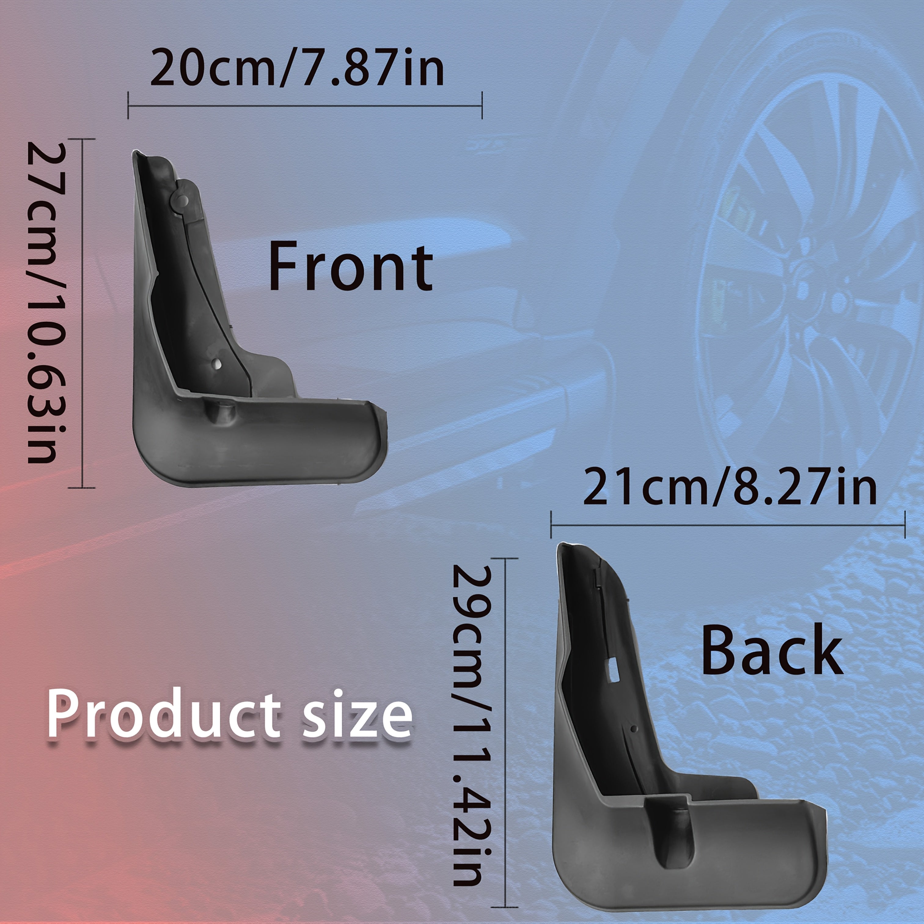 4PCS Car Mud Flaps for Front and Rear Wheels Durable Scratch-Proof Fender Mudguards
