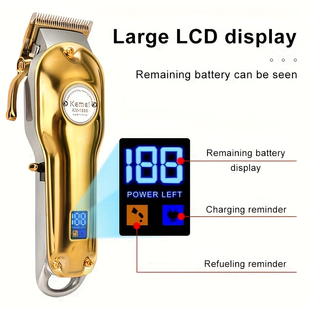 Cortapelos de metal 2500mAh Pantalla LCD Carga rápida USB-C Hoja de acero al carbono Motor de 5W