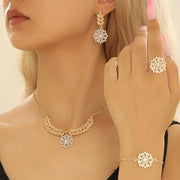 Bohemiya gul bezaklar to'plami, rhinestone bilan Yevropa xudosi ayollar uchun quloq taqish, bilaguzuk, uzuk