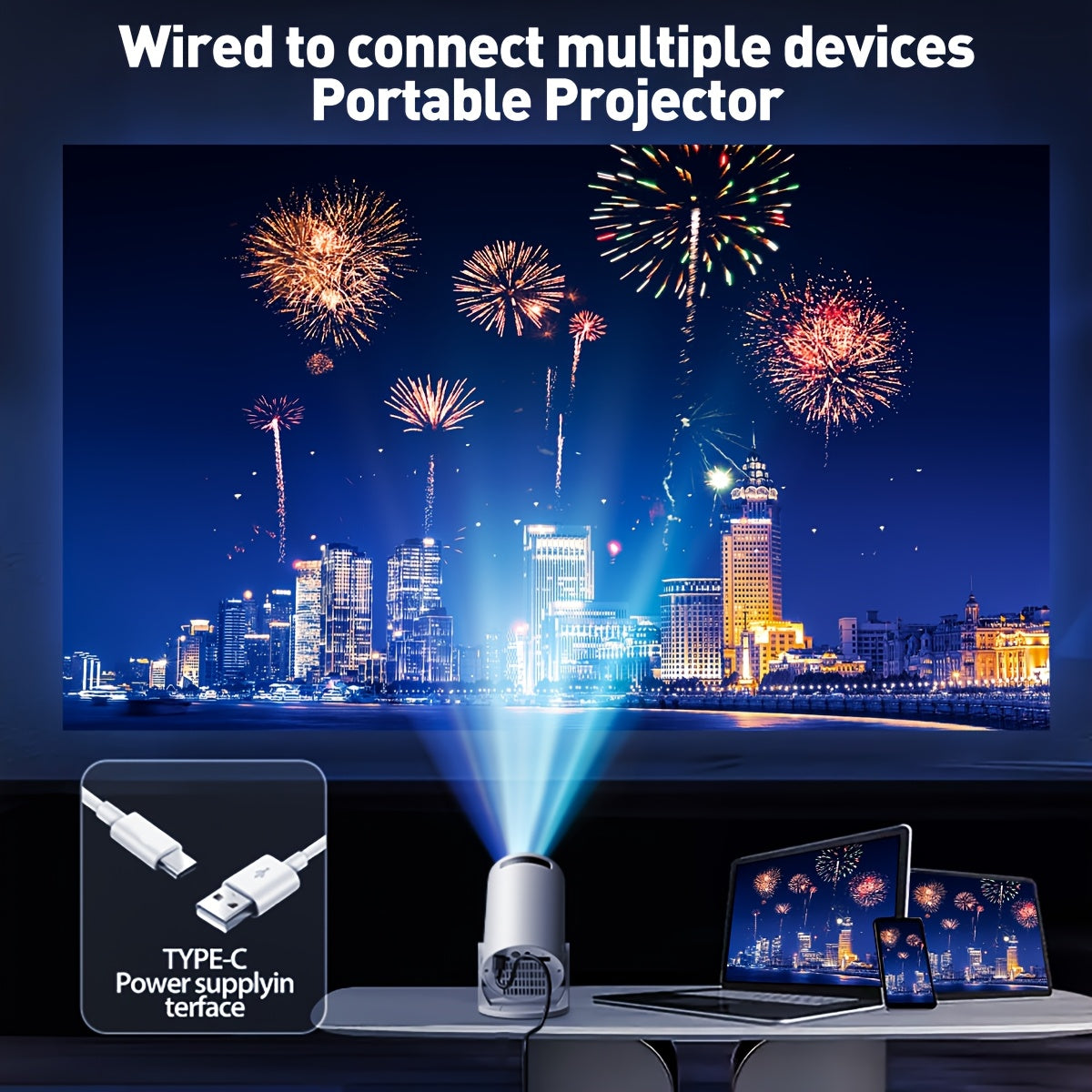 Mini Portable Projector for Smartphones Tablets Laptops Supports 1080P