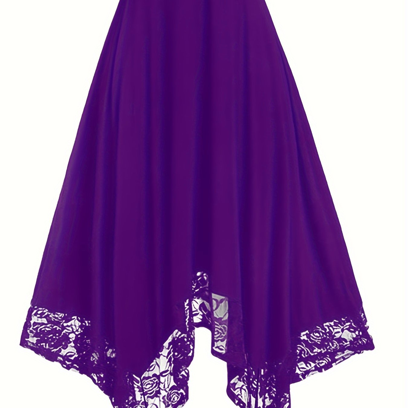 Women's Plus Size Floral Lace Stitching Swing Skirt High Waist Spring Summer