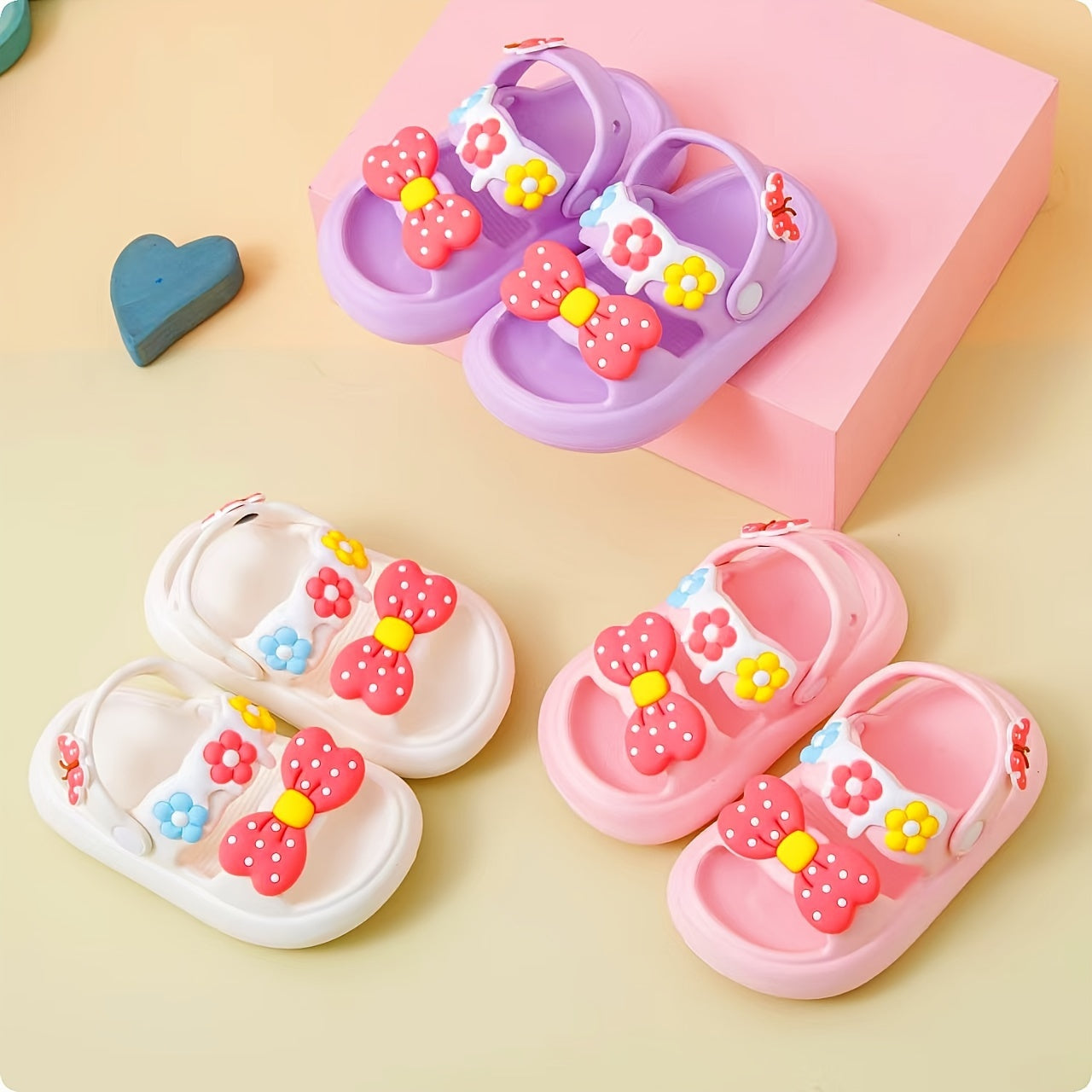 Girls' Bowknot Sandals Breathable Non-Slip Indoor Outdoor All-Season Comfort