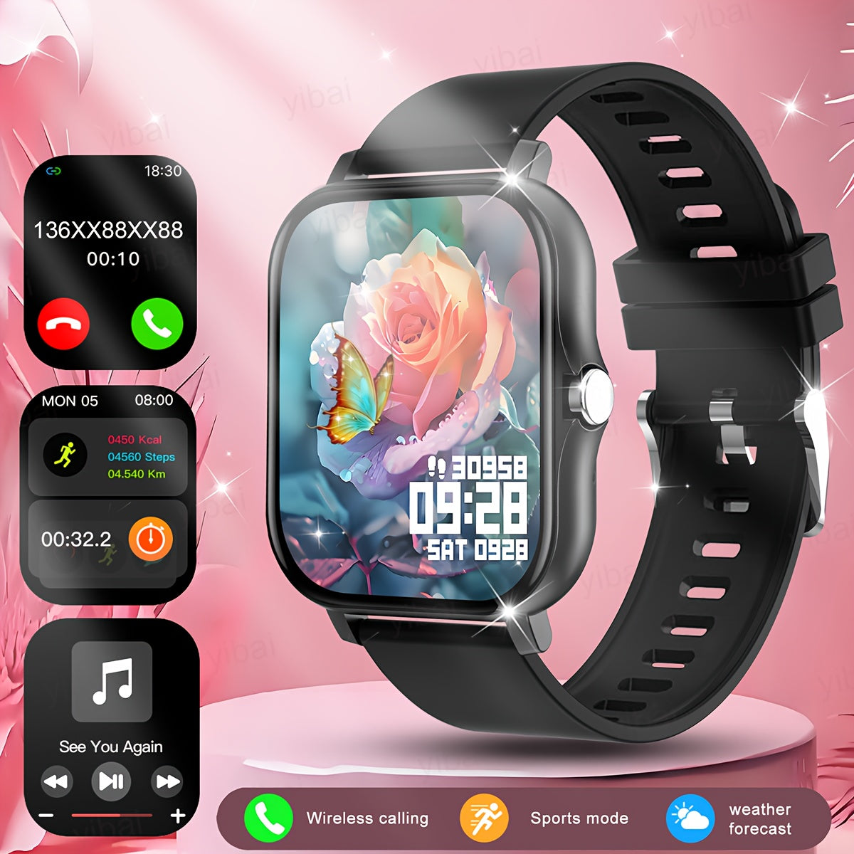 1.83-Inch Smart Watch for Men and Women with Sports Modes and Android iPhone Compatibility