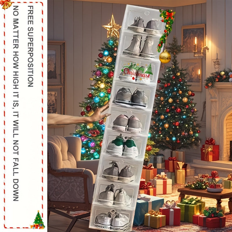 Juego de 12 cajas organizadoras de zapatos de plástico, impermeables y plegables para zapatos y cosméticos