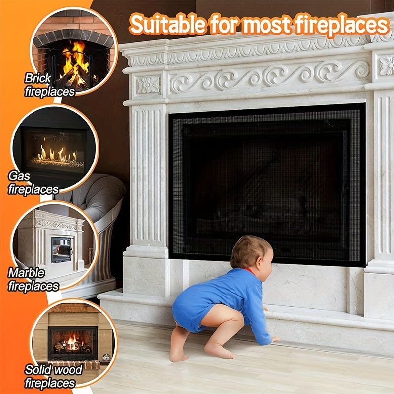 Folding Fireplace Safety Screen PVC Mesh Child Pet Protection Home Heating