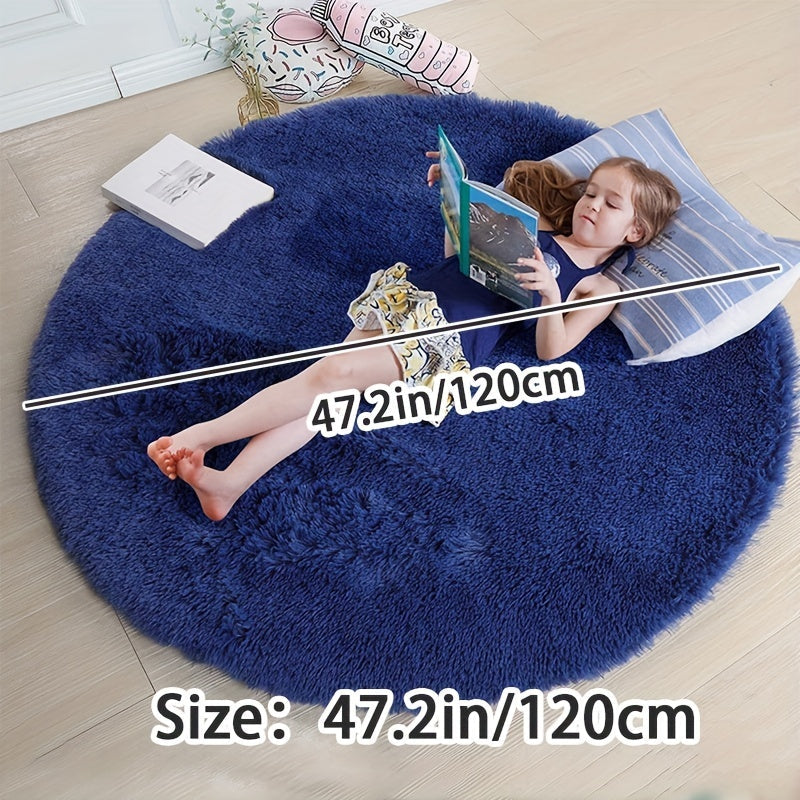 Kulrang Shaggy dumaloq gilam, mashina bilan yuvish mumkin, yumuşoq va molmolli xona gilami uchun yotoqxona