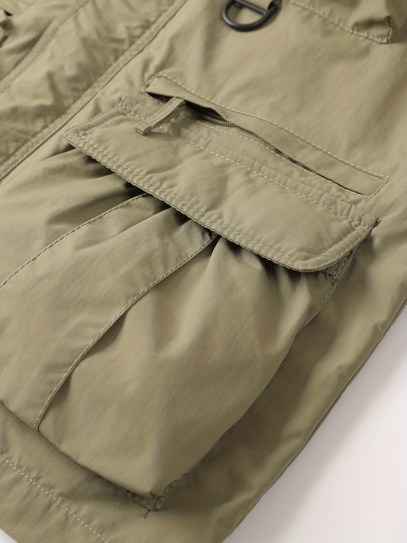 Men's Hooded Windbreaker Jacket with Detachable Hood and Multi Pocket Cargo Vest for Outdoor Activities