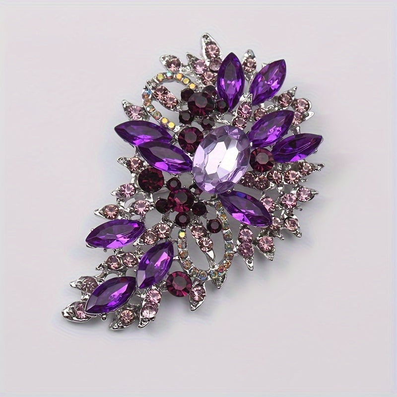 Vintage Rhinestone Brooch Pin with Irregular Flower Design