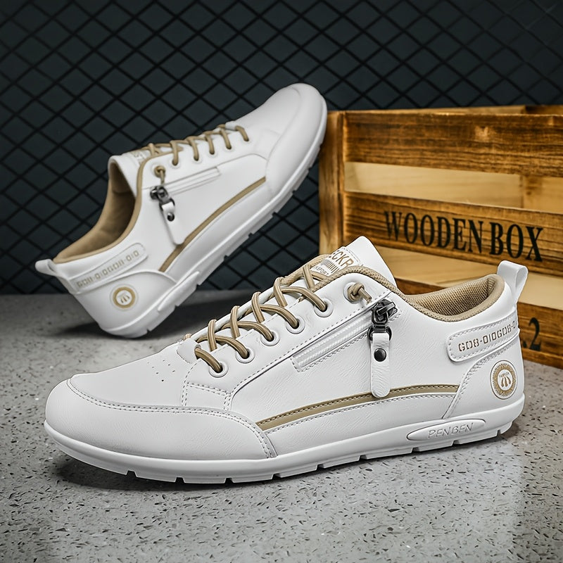 Women's Low-Top Sneakers White Black Lace-Up Casual Athletic Shoes
