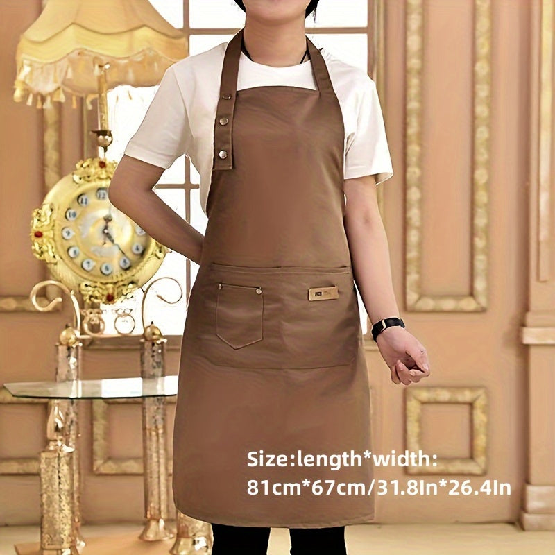 Unisex Canvas Polyester Apron with Pockets for Cooking and BBQ
