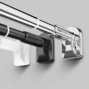 25 Inch Telescopic Shower Curtain Rod Adjustable Tension Stainless Steel White Gray Black