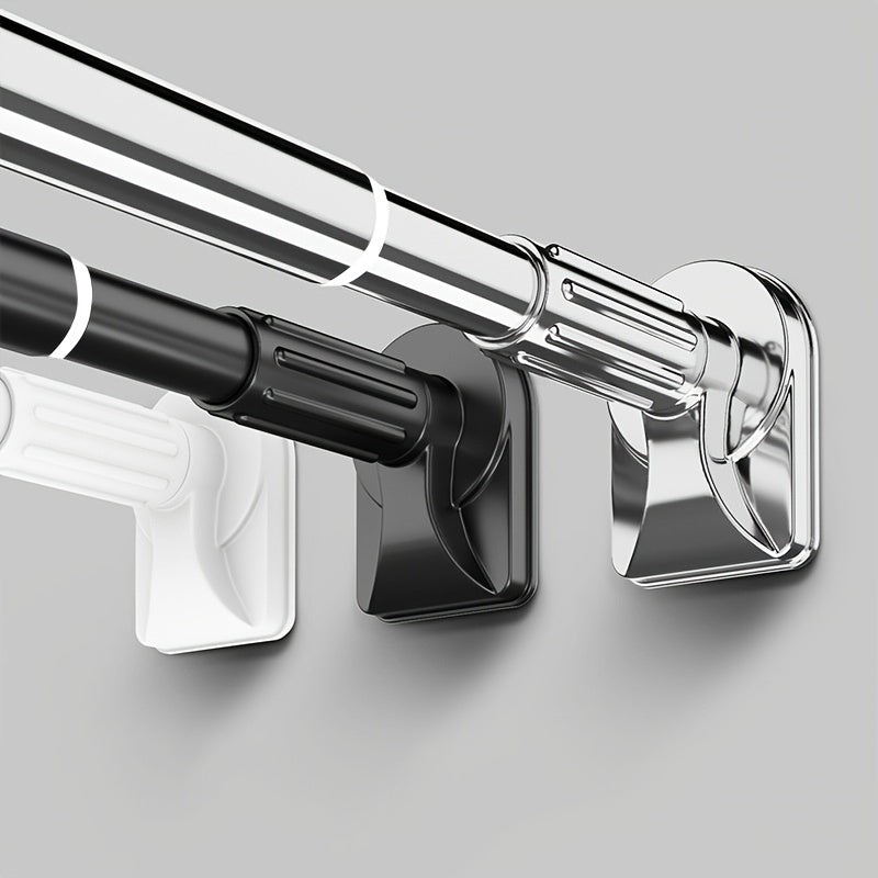 25 Inch Telescopic Shower Curtain Rod Adjustable Tension Stainless Steel White Gray Black