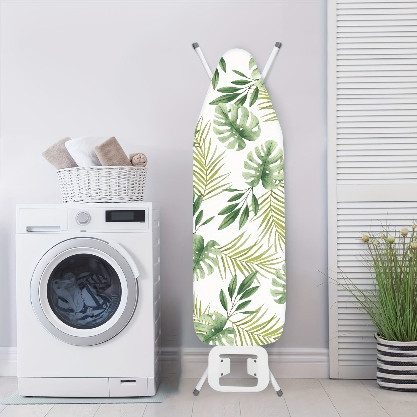 Spring Summer Ironing Board Cover Set with Palm Tree and Monstera Leaves High-Temperature Resistant Replacement Cloth