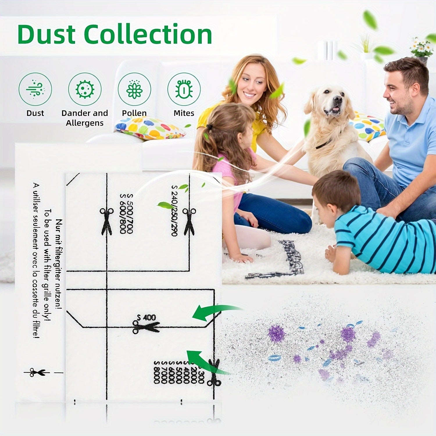 "O'rnini bosuvchi havo filtrlar va motorni himoya qiluvchi filtrlar S200-S899, S2000-S8999, Classic C1, Dynamic U1, Compact C1/C2 va Complete C1/C2/C3 kabi to'plam va vertikal changyutgich modellari uchun qulay 5-dan iborat to'plamda mavjud."