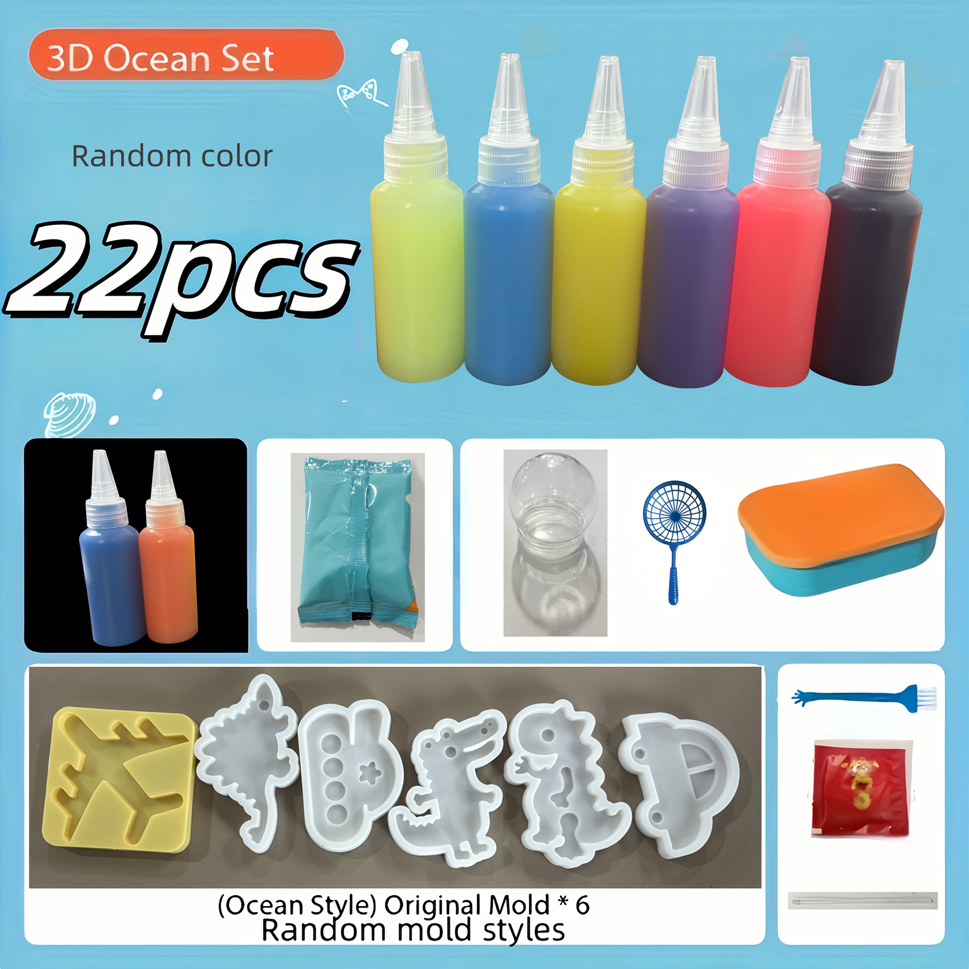 22 набора материалов для изготовления, включая коробки для хранения, игрушки Водяного Эльфа, материалы для рукоделия и мультяшные формы для детей от 6 лет и старше