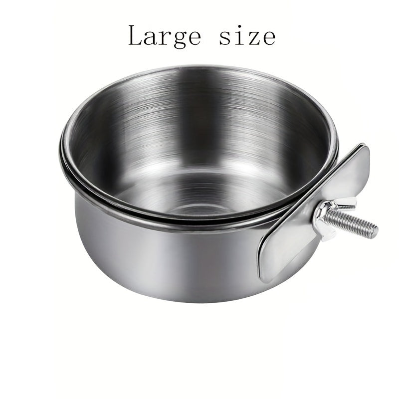 Stainless Steel Reptile Feeding Dish with Clamp Holder for Water and Food