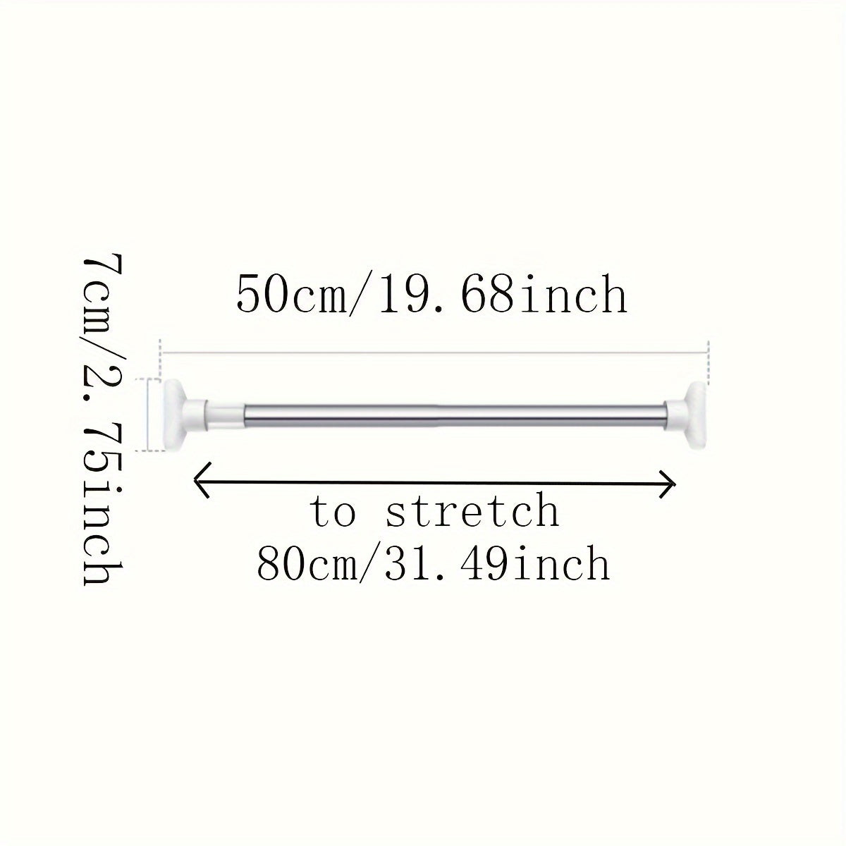 Stainless Steel Telescopic Clothes Rod No-Drill Wall Mount Retractable Drying Rack for Bathroom Closet