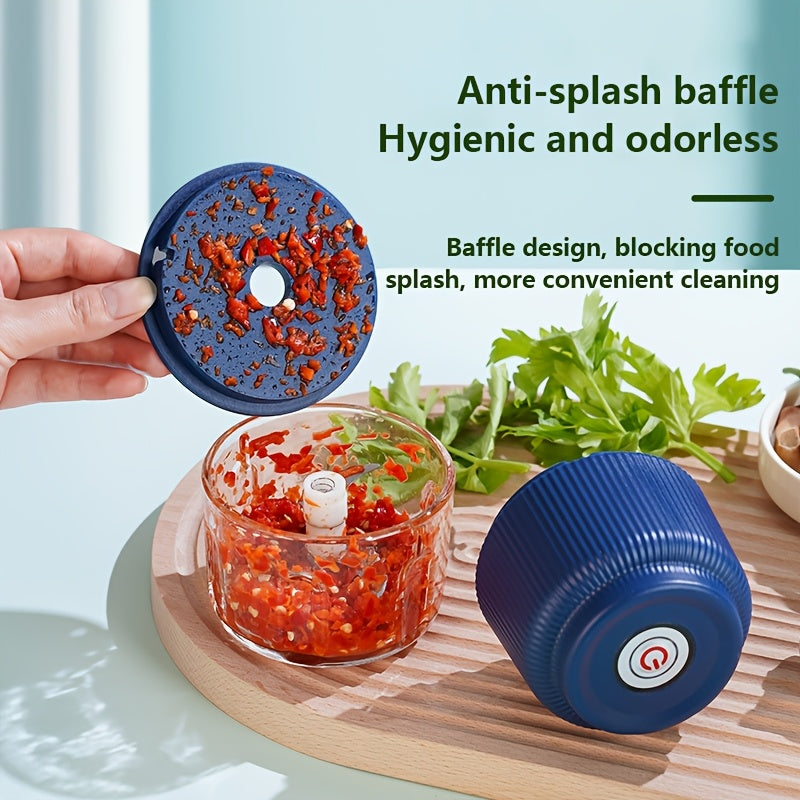 Picadora eléctrica de ajo, picadora de carne de 8.8 oz, recargable por USB, machacador de cocina