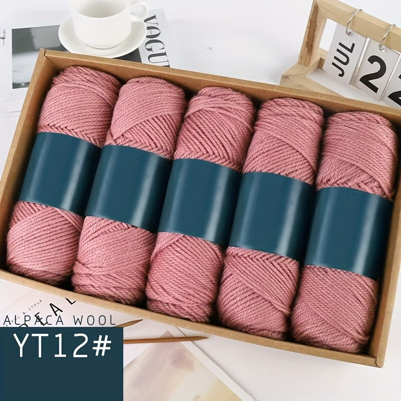 Camel Wool Yarn Pack of 5 Balls 500g Medium Thickness for Knitting Sweaters Scarves