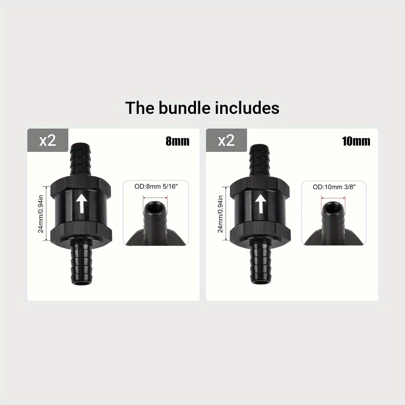 Обратный клапан для топливной линии, топливо, масло, вода, дизель, алюминиевый сплав, 4, 6, 8, 10, 12, 14 мм