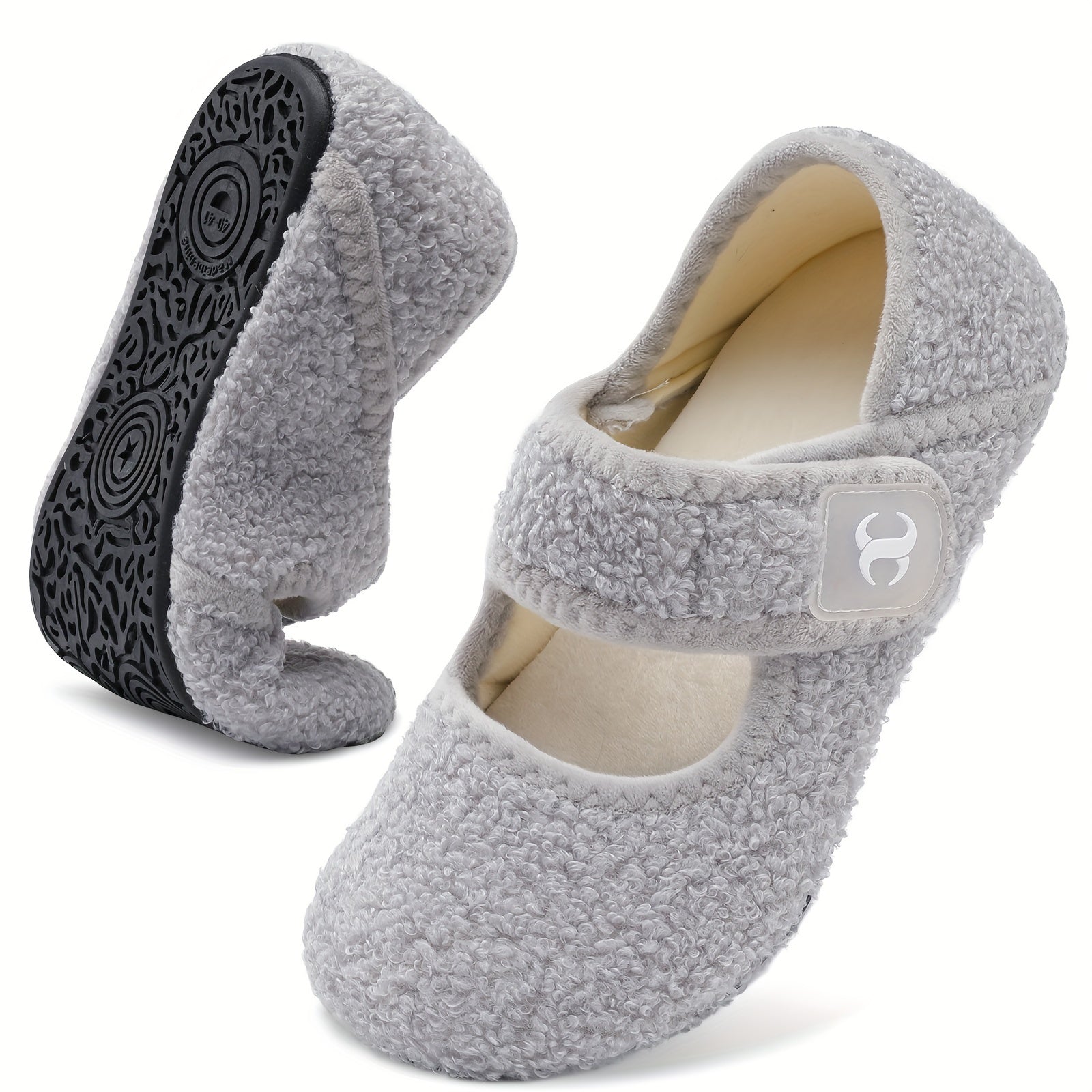 Women's Slip-On Flats - Soft Warm Lightweight Shoes with Hook and Loop