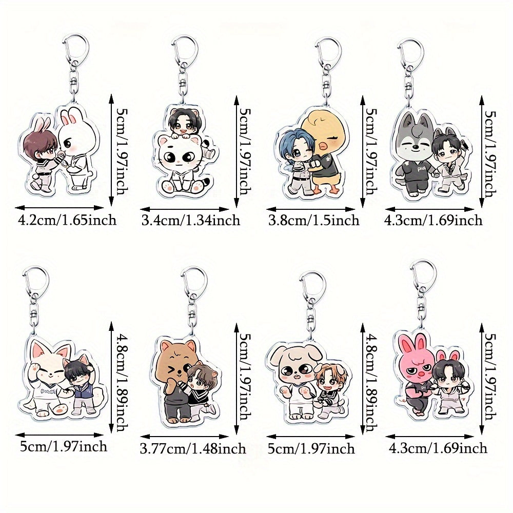Acrylic Cartoon Animal Keychain Double-Sided Charm for Bags and Keys Gift for Fans