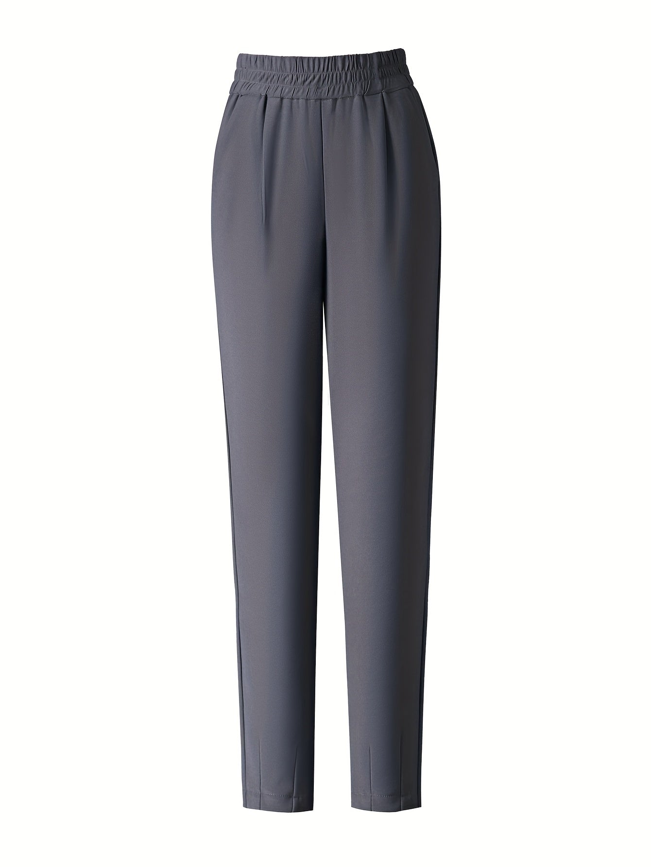 Women's Slimming High-Waist Harem Pants Brown Elastic Waist Straight Leg