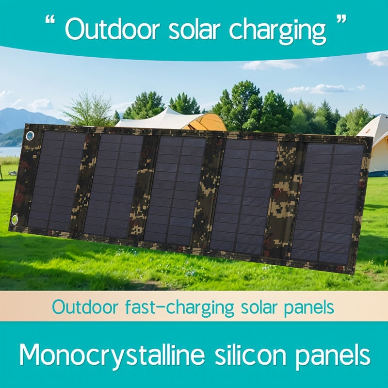 35W Portable Foldable Solar Charger Panel with USB Output for Travel Camping