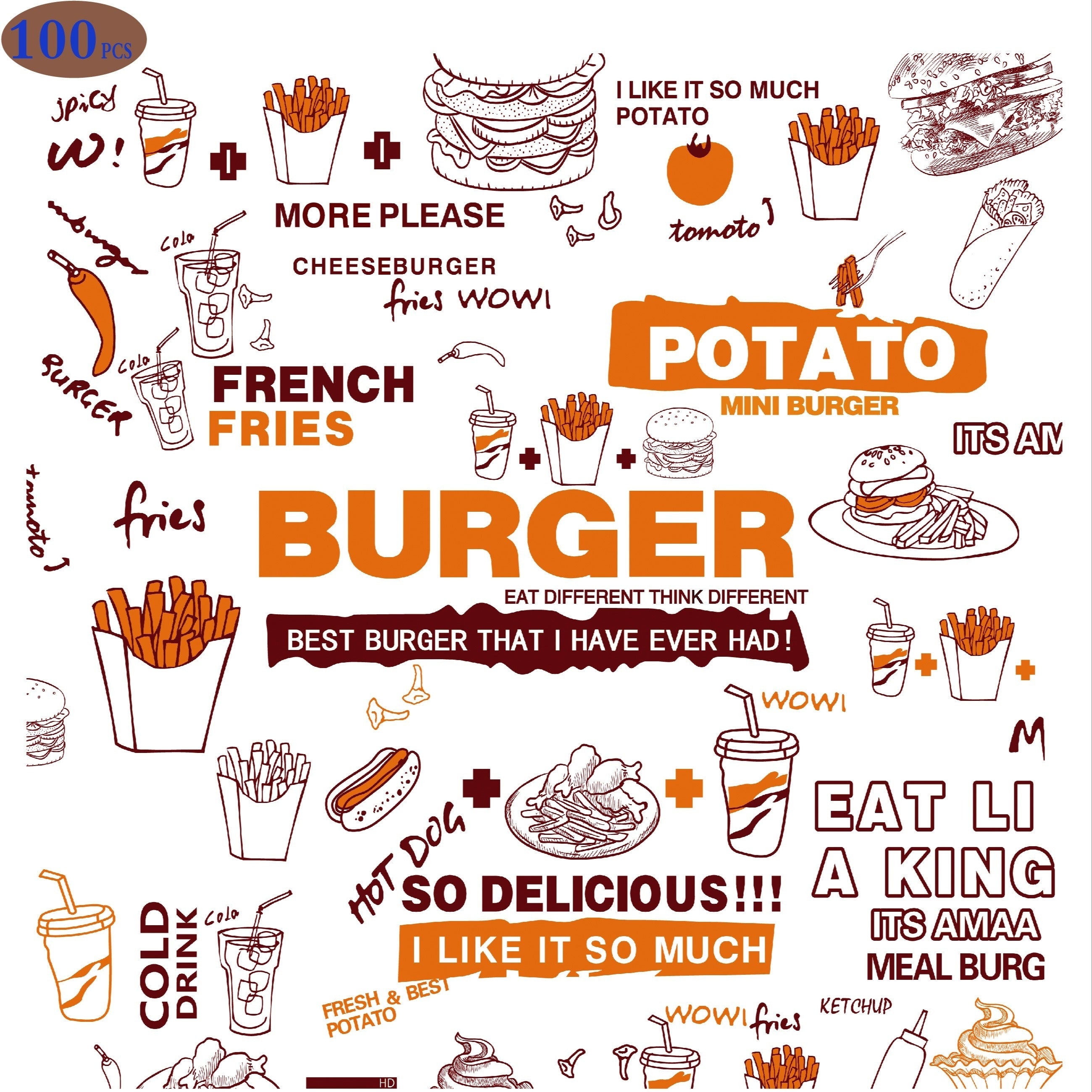 Paquete de papel de horno para deli de 100, 300, 500 para sándwiches, papas fritas, hamburguesas