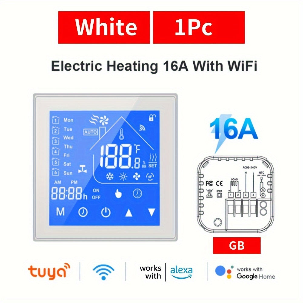 16A WiFi Smart Thermostat for Electric Floor Heating Voice Control Compatible with Google Home and Alexa
