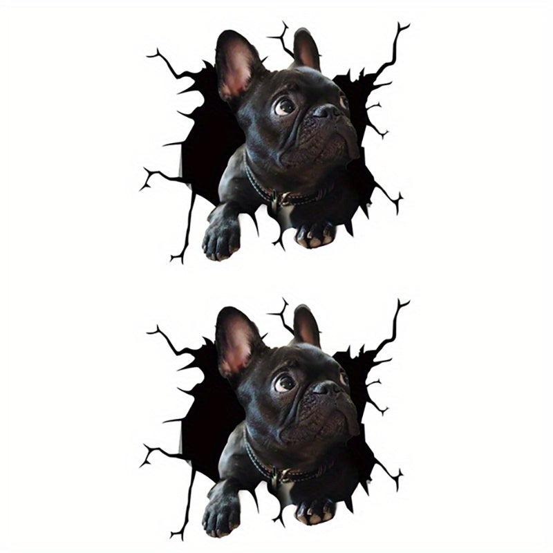 Avtomobil oynasi uchun stiker vinil dekor 3D fransuz buldogi chaqaloq decal