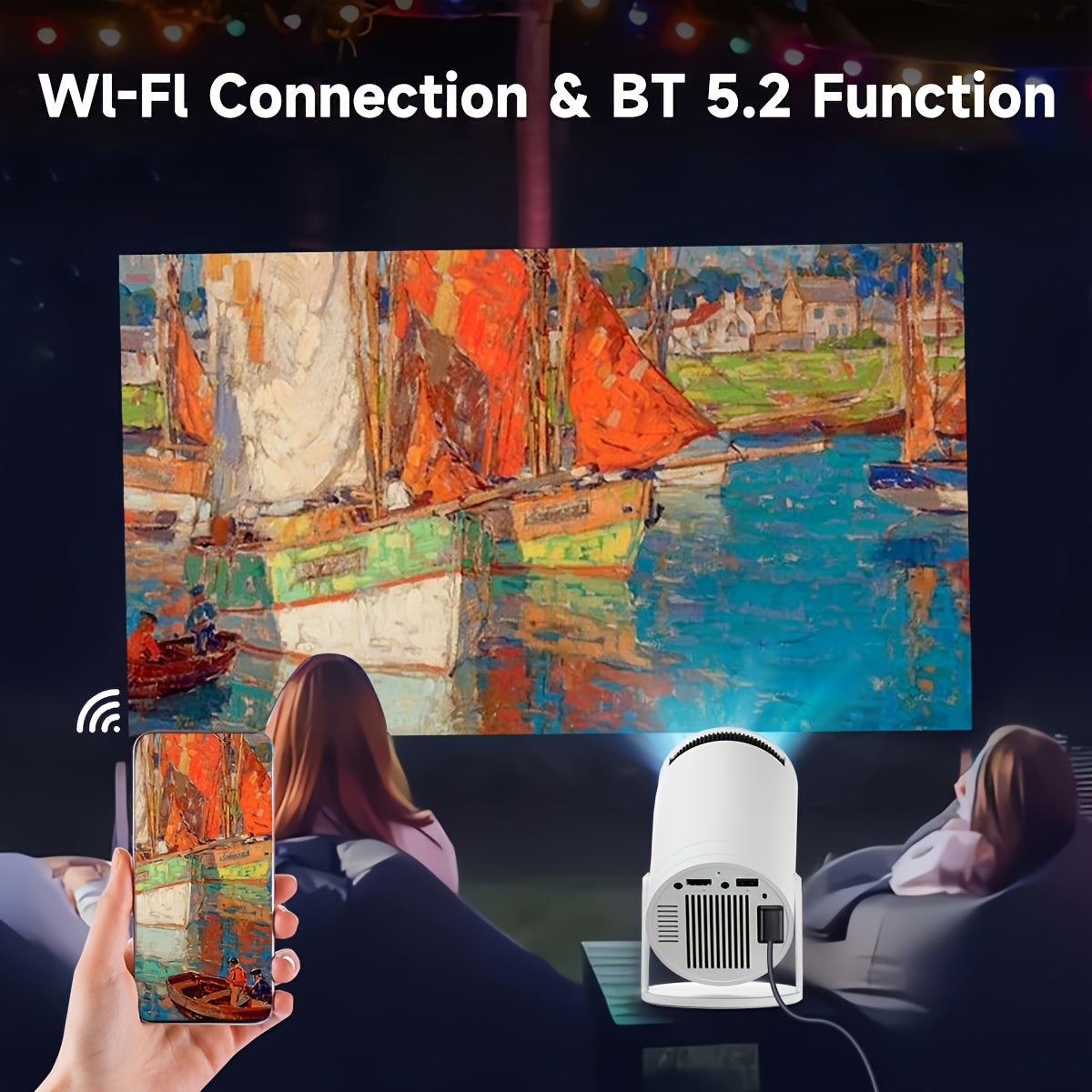 Portable HD Smart Projector Android 12 120ANSI Lumens LCD Display