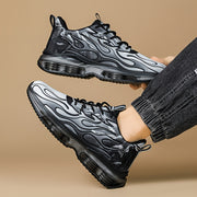 Men's Casual Athletic Sneakers Breathable Fabric Upper EVA Sole Low Top Lace-Up Striped Pattern All-Season Outdoor Comfort