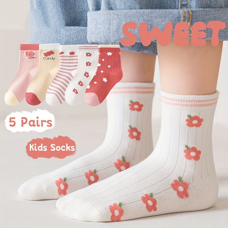 Children's Heart Pattern Socks Knit Cotton Breathable Comfortable for Kids