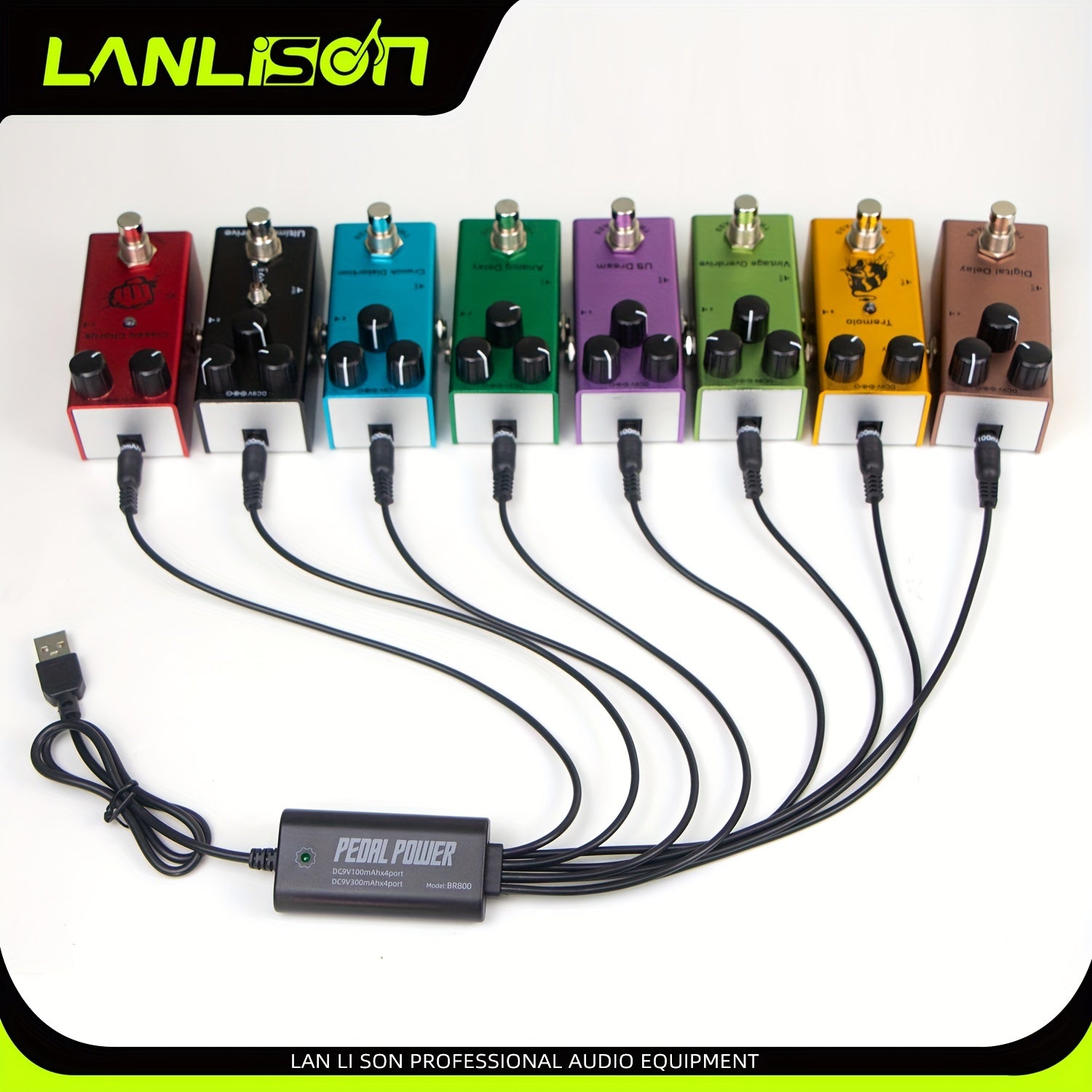 Guitar Pedal Power Supply 8-Port Isolated DC with USB Charging Adapter