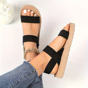 Women Slip-On Open-Toe Sandals Breathable Fabric Cushioned Sole