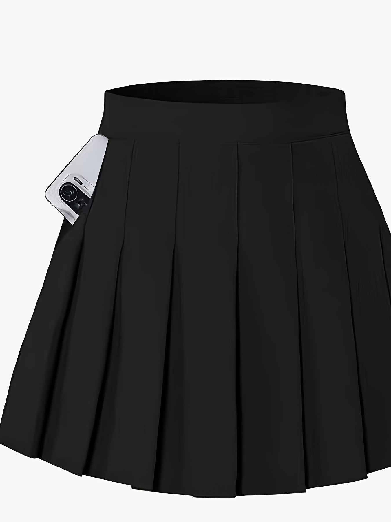 Teen Pleated Polyester Skirt with Pocket for School Sports and Outdoor Activities