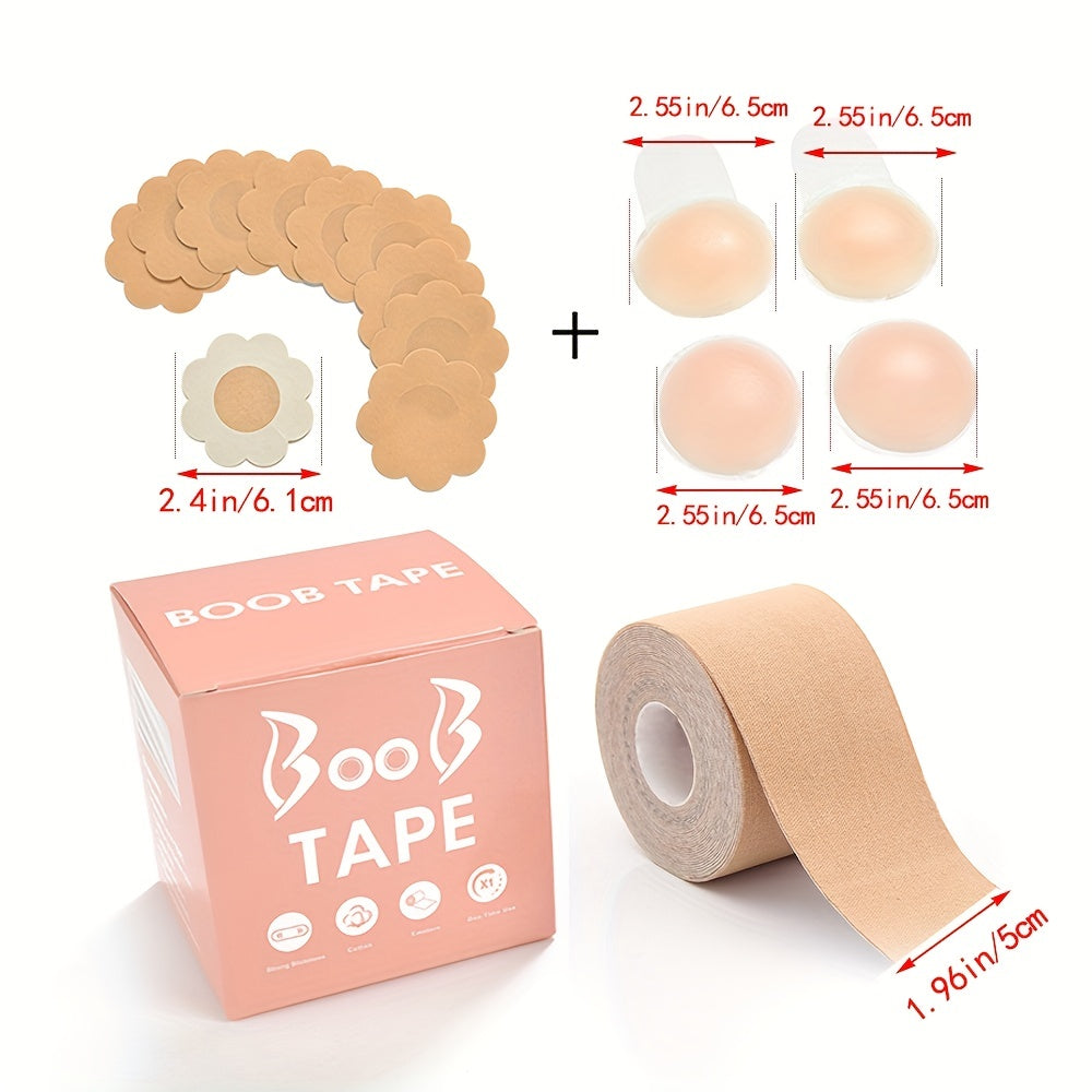 Invisible Lingerie Set with Nipple Pasties and Body Tape for Breast Support