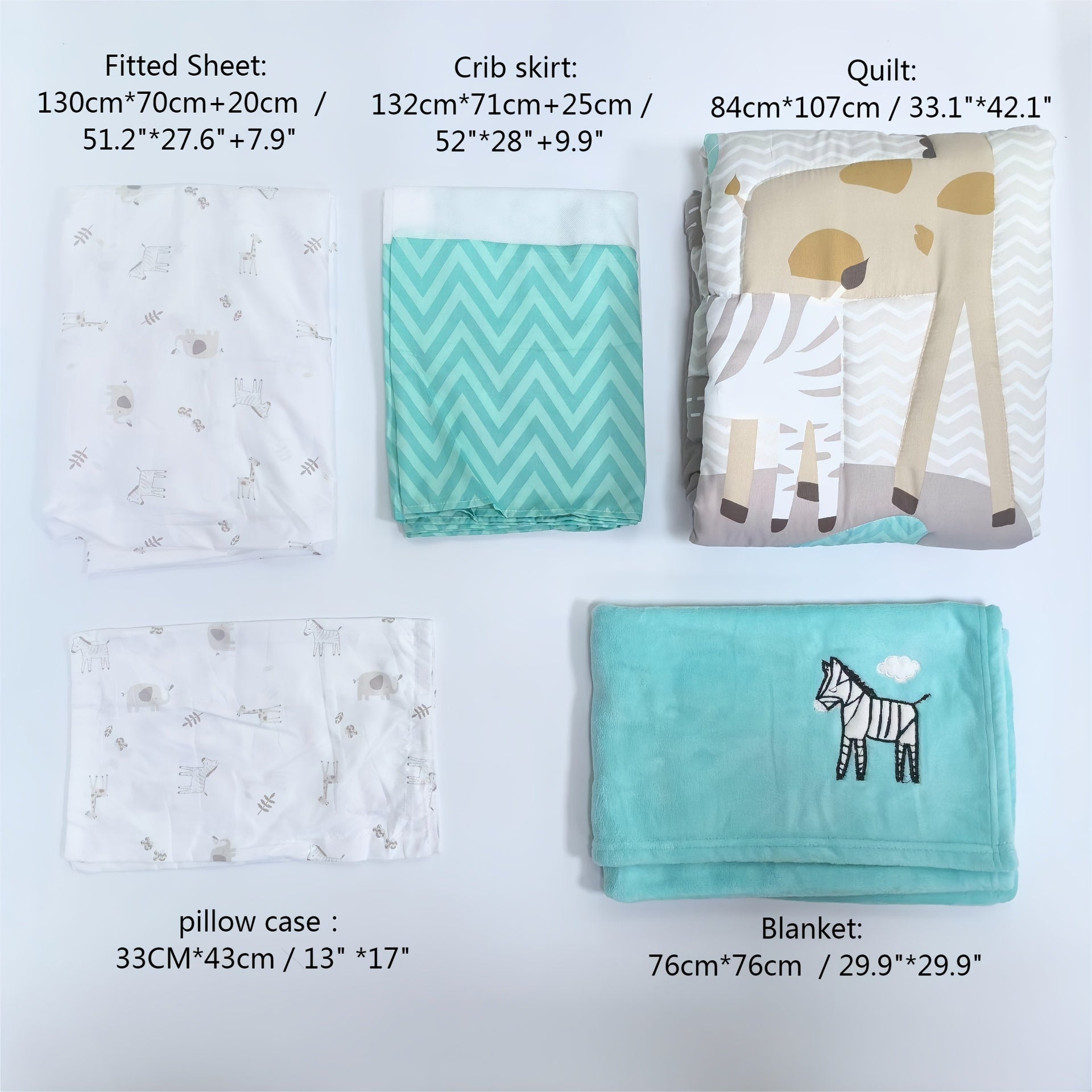 Children's Polyester Bedding Set with Quilt Fitted Sheet Bed Skirt Blanket and Pillowcase