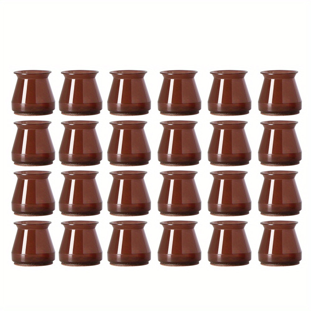 24 Transparent Silicone Chair Leg Protectors with Felt Pads for Floor Scratch Noise Reduction