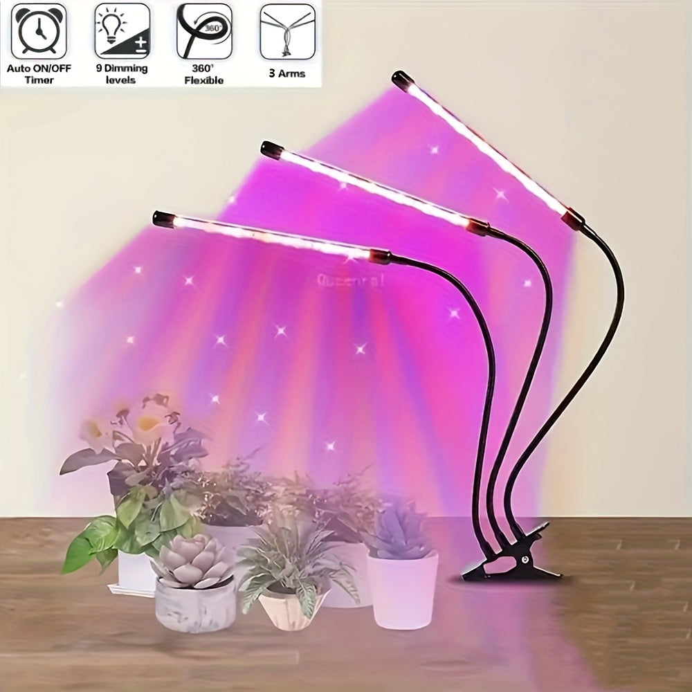 Red and Blue LED Plant Grow Light with USB, Adjustable 1-5 Heads for Indoor Plants and Greenhouse