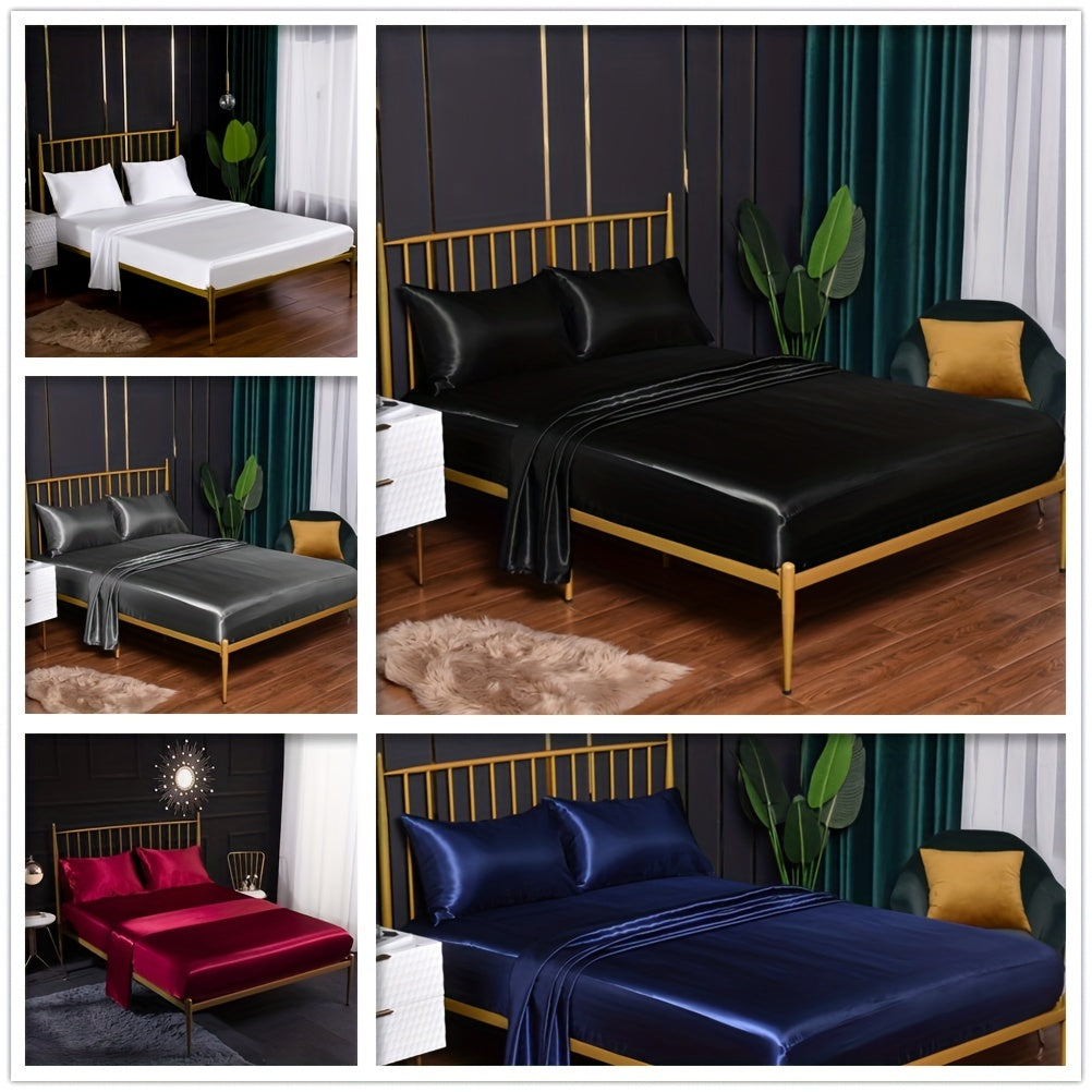 Комплект простыней из стирки шелкового сатина доступен в 3 или 4 предметах. Идеально подходит для спальни, гостевой комнаты или отеля. В комплект входит 1 плоская простыня, 1 простыня на резинке и 1 или 2 наволочки. Ядро не включено.