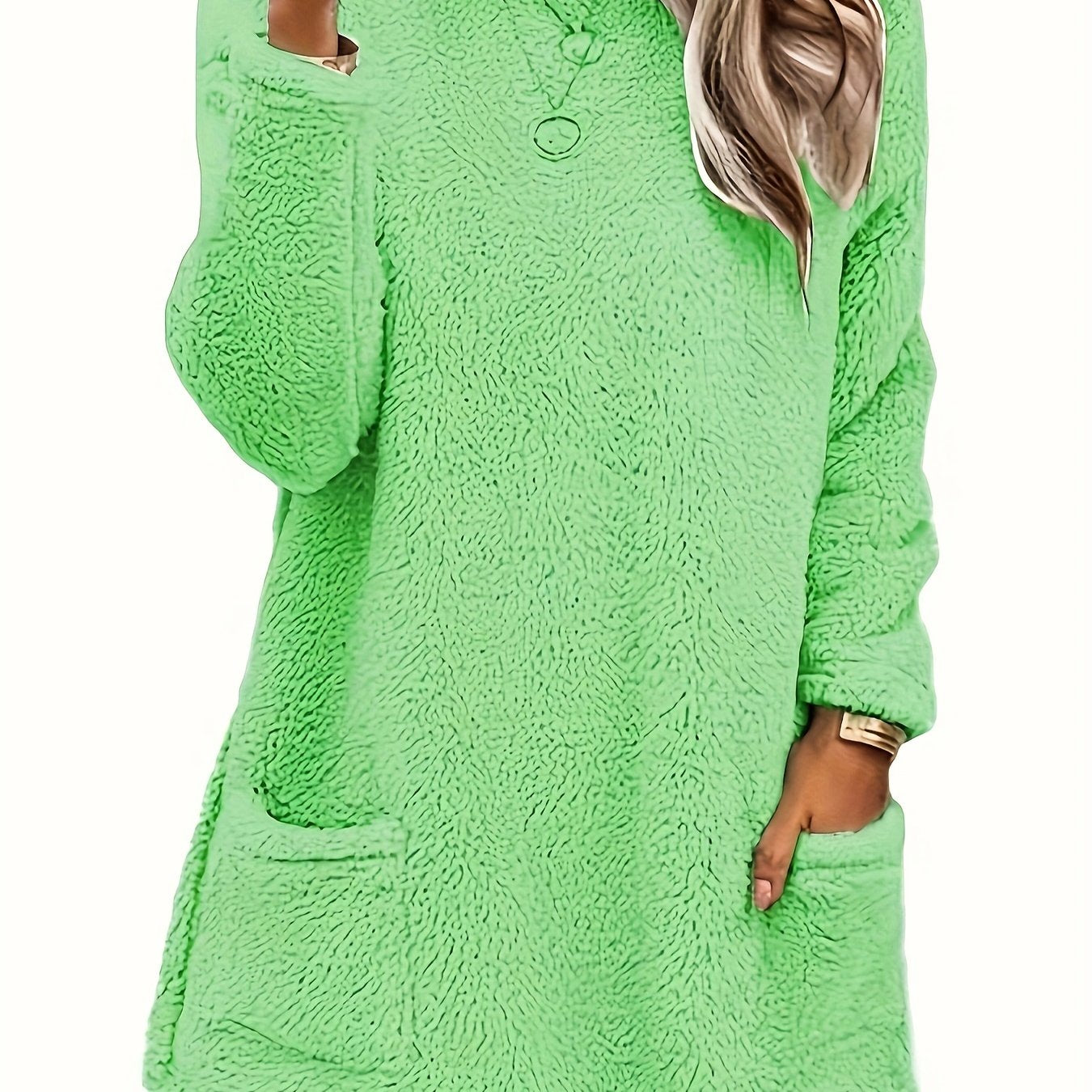 Толстовка женская большого размера из мягкого флиса с длинными рукавами, круглый вырез, пуловер