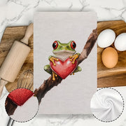 Valentine's Frog Kitchen Towels Set of 2 Ultra Soft Absorbent Dish Hand Towels