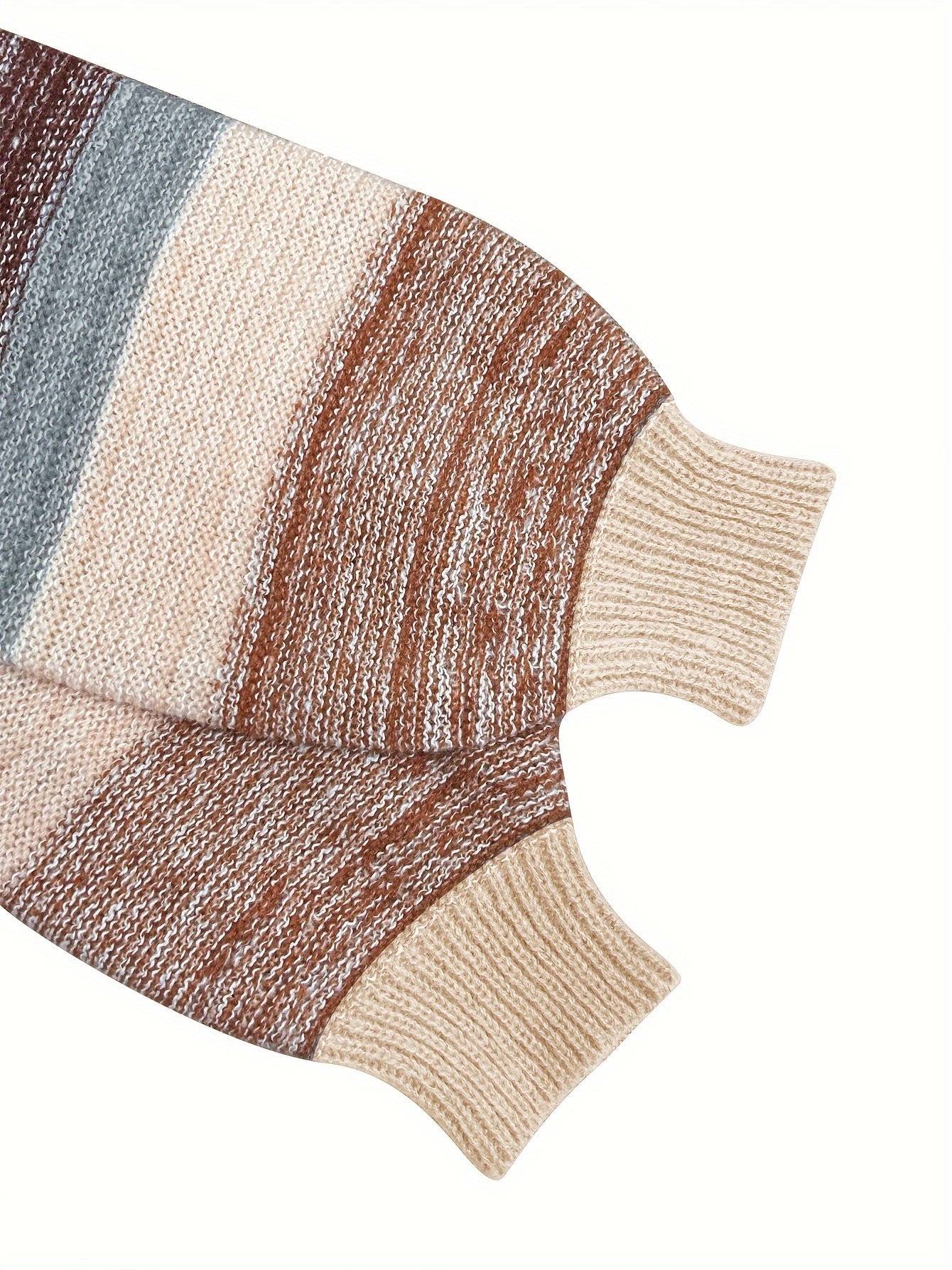 Plus Size Color Block Striped Crew Neck Sweater for Women Long Sleeve Fall Winter