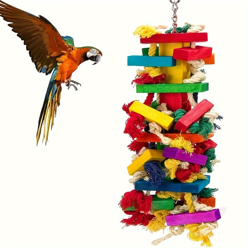 Colorful Wooden Bird Swing Toy with Bell for Small Birds Finches Budgies Conures Lovebirds